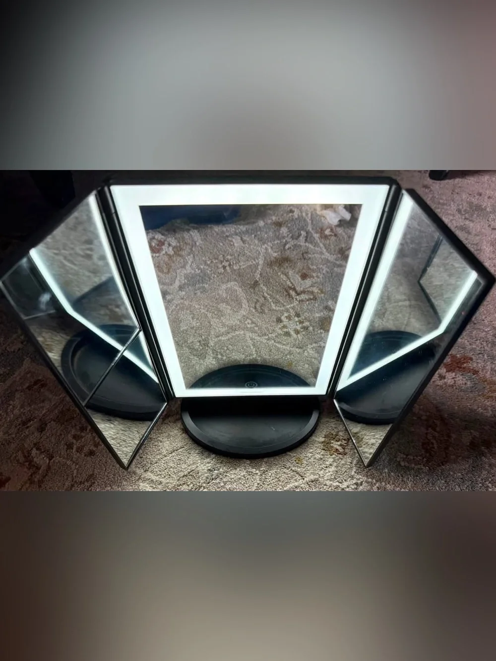 LED Tri-Fold Vanity Mirror in Black